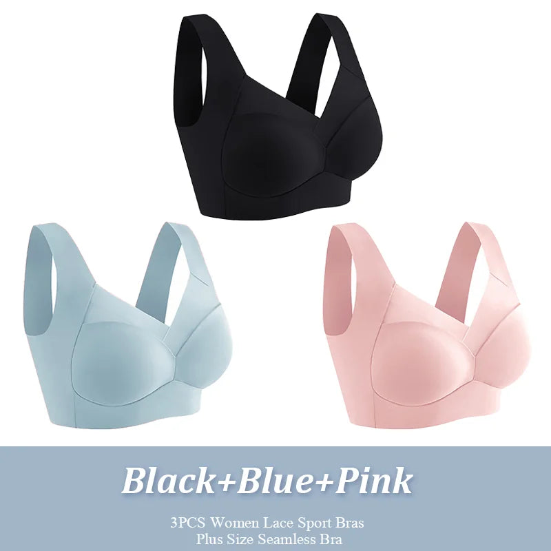 3-Pack Plus Size Women's Lace Backless Sport Bras