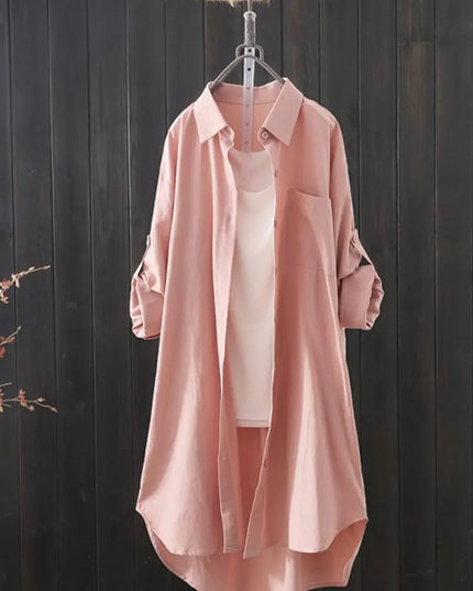 Women's Loose Midi Long Sleeve Shirt