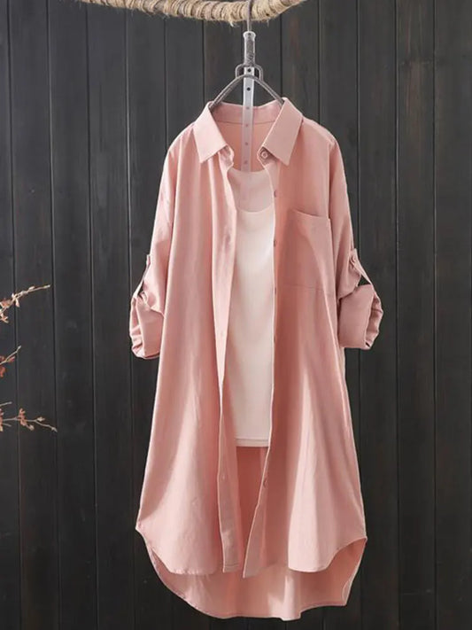 Women's Loose Midi Long Sleeve Shirt