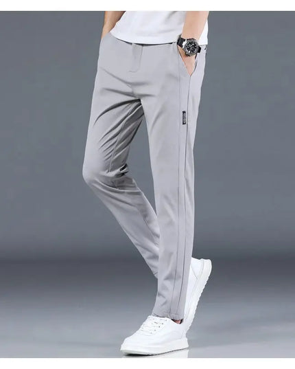 Men’s Lightweight Ice-Silk Straight-Leg Trousers