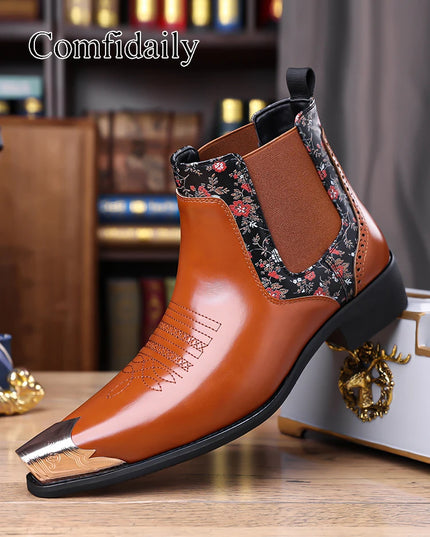 Comfidaily Men’s Chelsea Boots – Faux Leather Ankle Boots