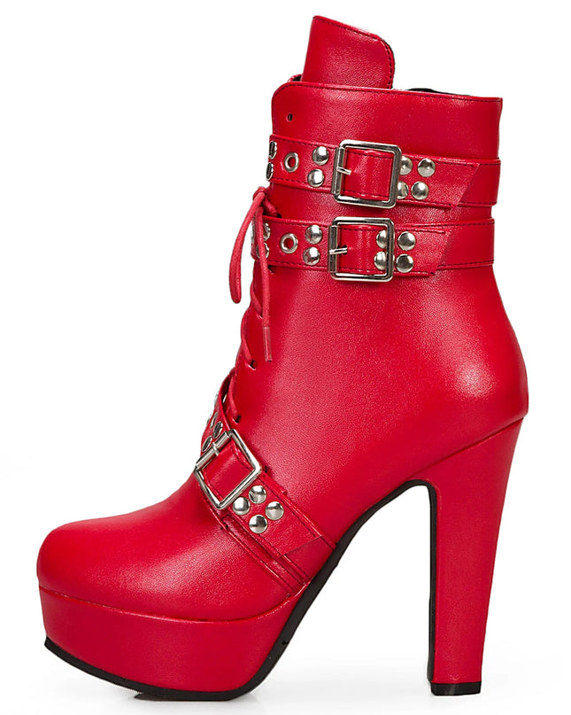 Women's Lace-Up Platform Ankle Boots with High Heels