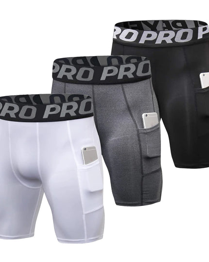 Men's Workout Compression Shorts with Side Pocket