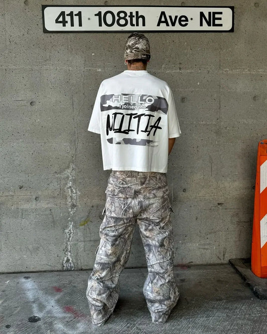 Men's Multi-Pocket Camouflage Cargo Pants - Straight Leg, Loose Fit, Tactical Military Style