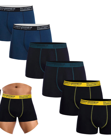 6-Pack Cotton Boxer Briefs for Men – Comfortable & Breathable Underwear Set