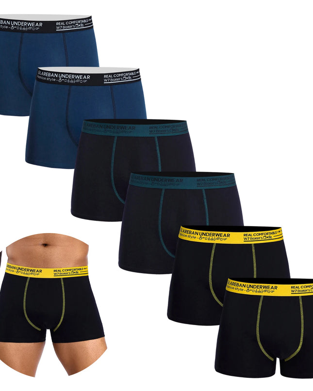 6-Pack Cotton Boxer Briefs for Men – Comfortable & Breathable Underwear Set