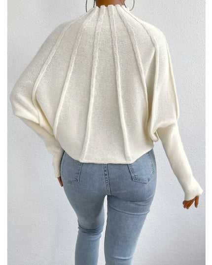 Knit Pullover Sweater with Batwing Sleeves for Women