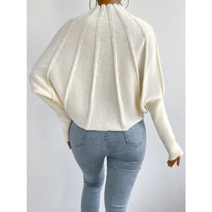 Knit Pullover Sweater with Batwing Sleeves for Women