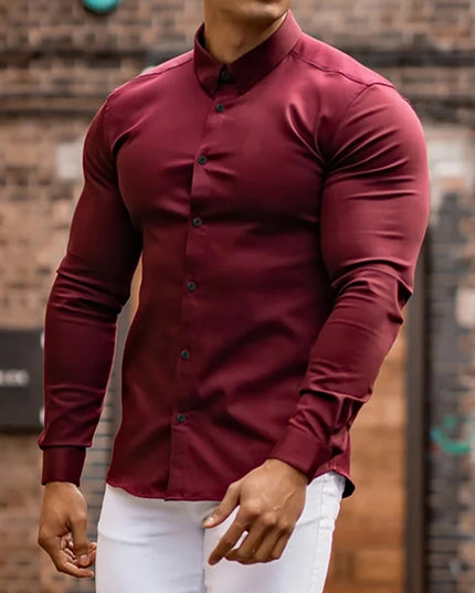 Men's Slim Fit Casual Long Sleeve Shirt - Stylish & Comfortable Men's Dress Shirt