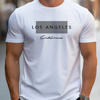 Men's Cotton Los Angeles Graphic Slim Fit Casual Round Neck T-Shirt