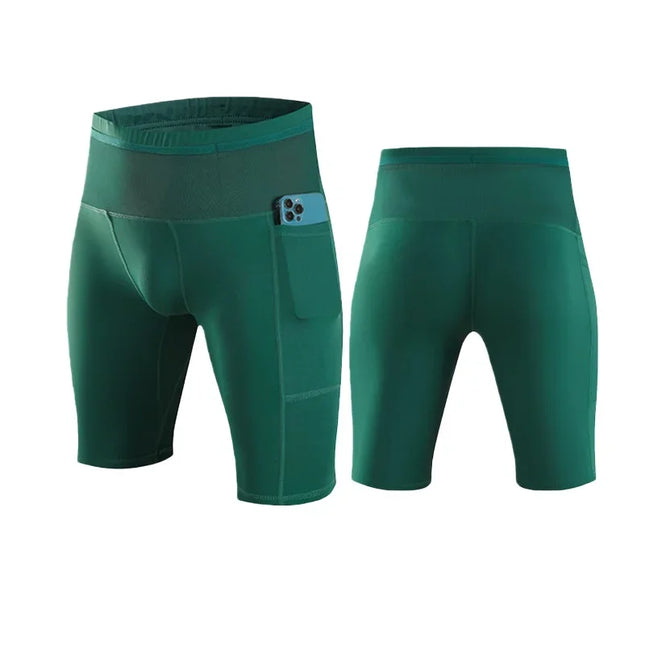 Men's Compression Shorts with Pockets, Elastic Back Pockets, Waterproof