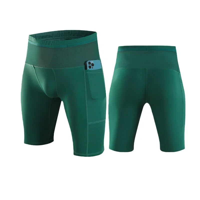 Men's Compression Shorts with Pockets, Elastic Back Pockets, Waterproof