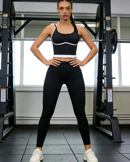Women's Two-Piece High-Waisted Leggings and Padded Sports Bra Set