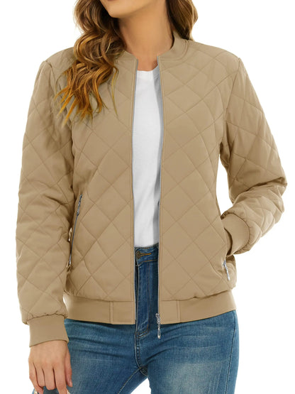 TACVASEN Women's Padded Warm Jacket – Diamond Quilted Zip-Up Winter Coat