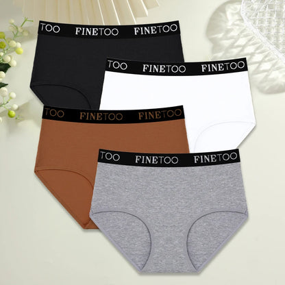 Women's 4-Piece Cotton High-Waist Seamless Breathable Elastic Underwear