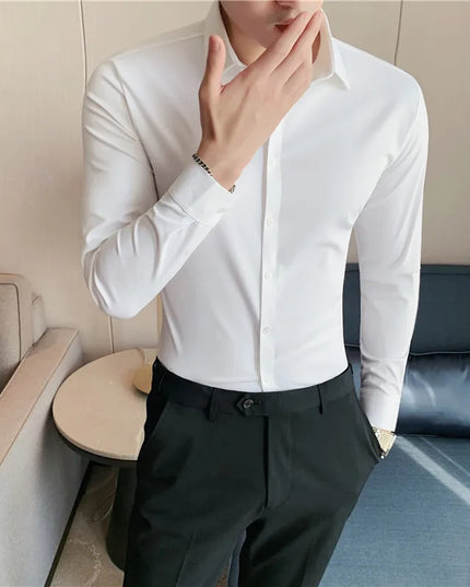 Men's Long Sleeve High Elasticity Seamless Slim Casual Luxury Shirt