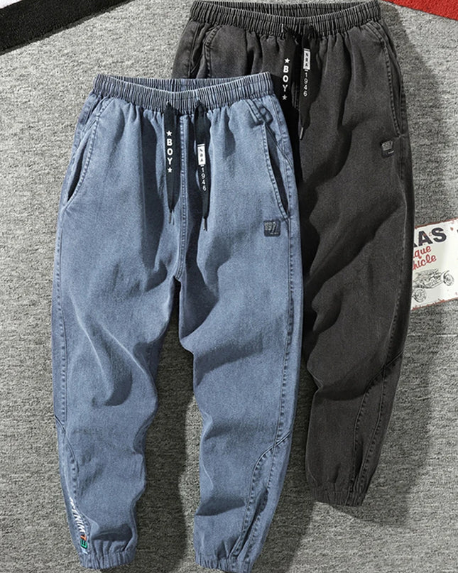Men's Jogger   Casual Denim Cargo Pants Stretch Cotton Taper Jeans Baggy Trousers