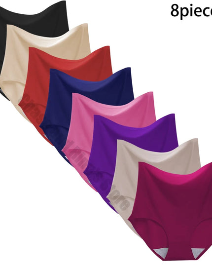 8-Pack Women’s Ice Silk Seamless Triangle Briefs - Comfortable, Tight Fit, Elastic Underwear Set