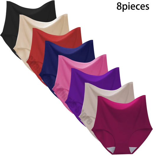 8-Pack Women’s Ice Silk Seamless Triangle Briefs - Comfortable, Tight Fit, Elastic Underwear Set