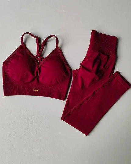 High-Waisted Hip-Lifting Women's Workout Bra and Leggings Set