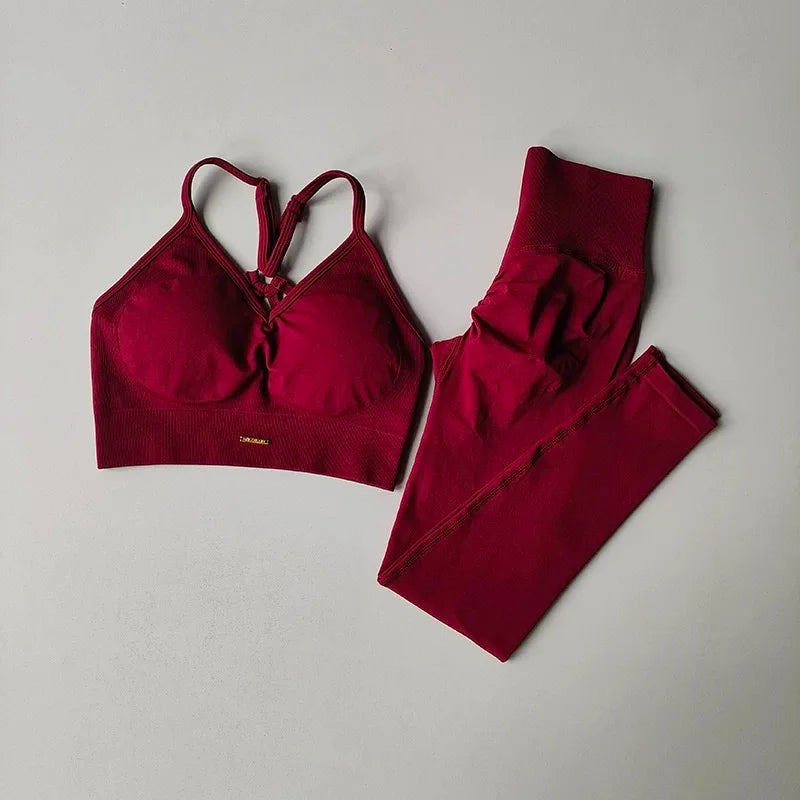 High-Waisted Hip-Lifting Women's Workout Bra and Leggings Set