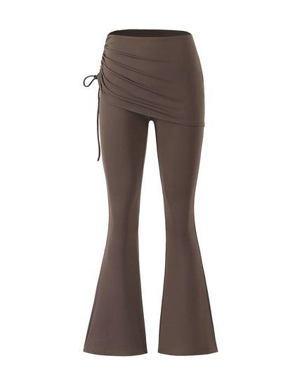 Women's High Waist Flared Sweatpants with Hip Lift Design & Side String Decoration