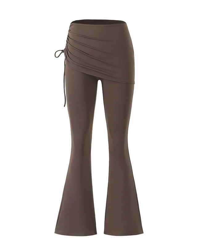 Women's High Waist Flared Sweatpants with Hip Lift Design & Side String Decoration