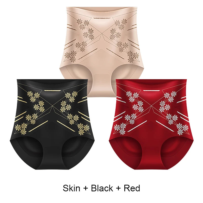 Women's 3-Piece High-Waist Panties with Tummy Control and Belly Firming Design
