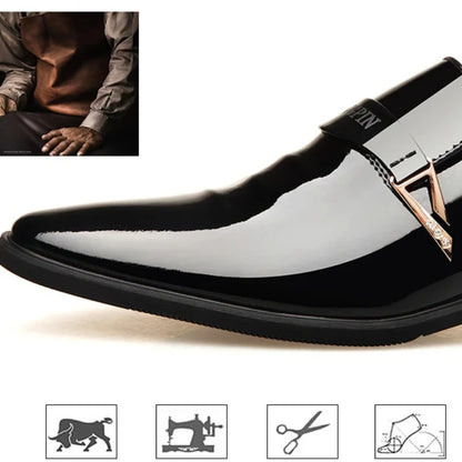 Men's Faux Leather Lacquer Shoes – Pointed Toe Dress Shoes