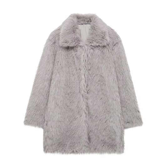 Women's Thick Fury Warm Coat with Flip Collar