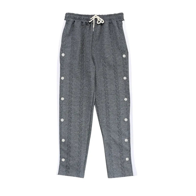 Men's Loose Fit Drawstring Joggers with Side Buttons