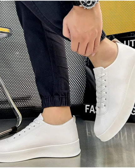 Men's Faux Leather Casual Sneakers with Non-Slip Sole