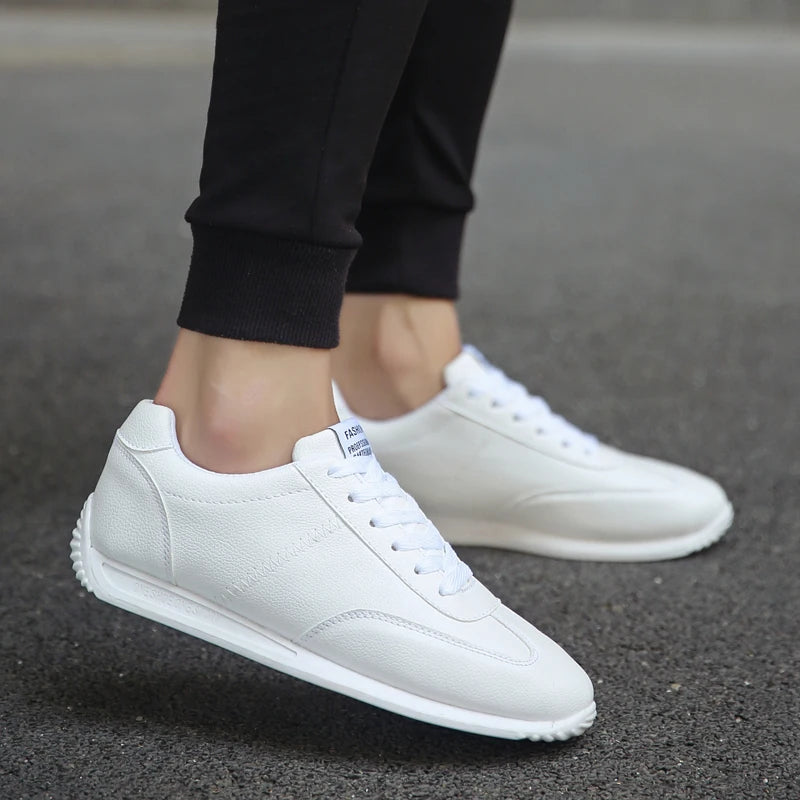Men's Faux Leather Casual Sneakers with Non-Slip Sole