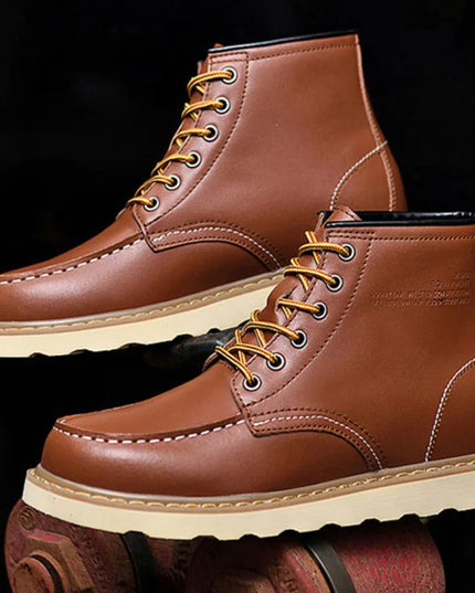 Men’s Height-Increasing Boots - Comfortable Faux Leather Mens Shoes for Enhanced Height & Style