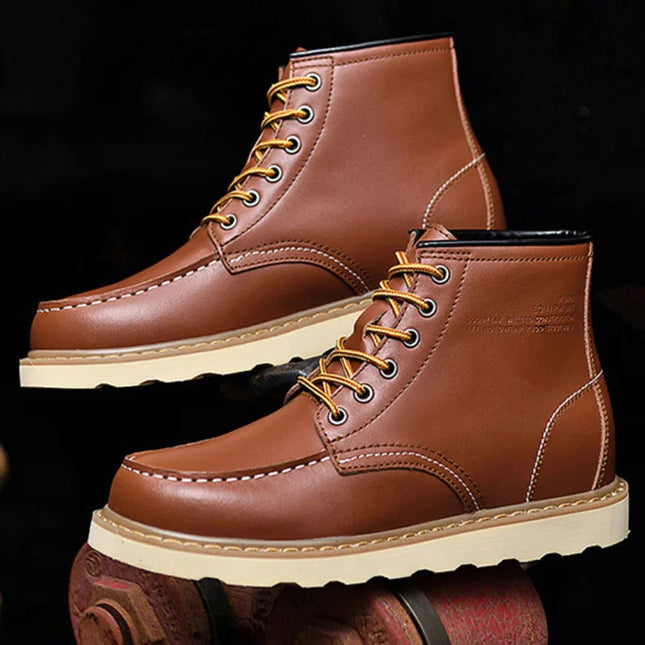 Men’s Height-Increasing Boots - Comfortable Faux Leather Mens Shoes for Enhanced Height & Style