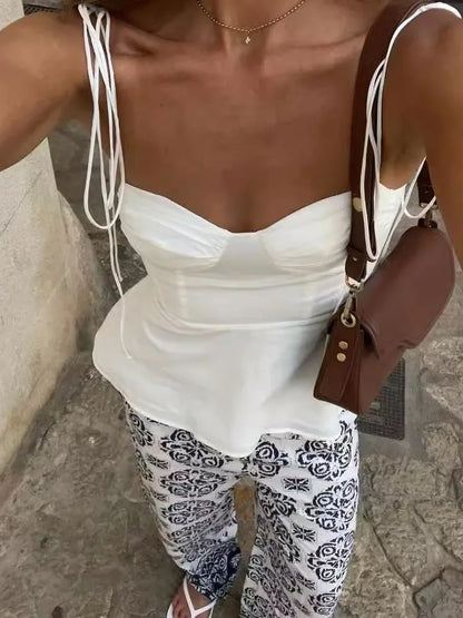 Strappy Ruffle Crop Top for Women -