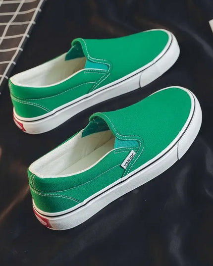 Unisex Breathable Canvas Sneakers for Men and Women – Casual Slip-On Flat Rubber Shoes