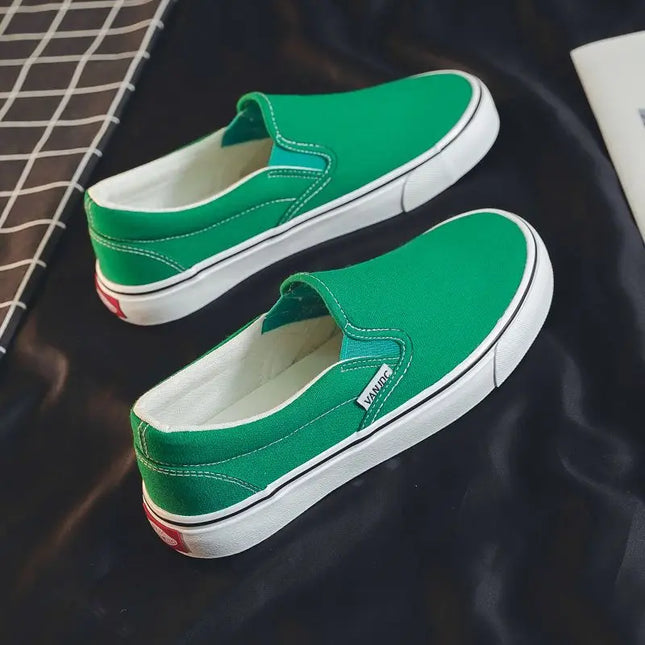 Unisex Breathable Canvas Sneakers for Men and Women – Casual Slip-On Flat Rubber Shoes