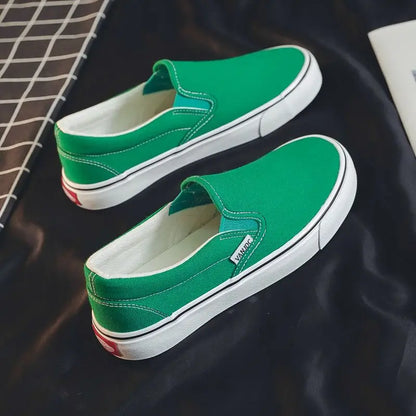 Unisex Breathable Canvas Sneakers for Men and Women – Casual Slip-On Flat Rubber Shoes