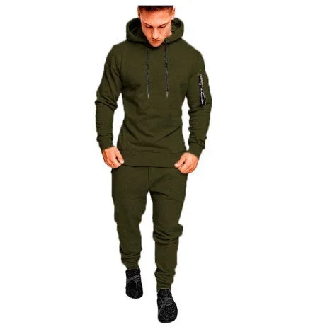 Men's Two-Piece Hooded Sweatshirt & Drawstring Pants Set