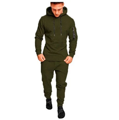 Men's Two-Piece Hooded Sweatshirt & Drawstring Pants Set