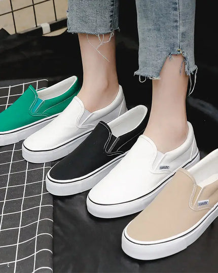 Unisex Breathable Canvas Sneakers for Men and Women – Casual Slip-On Flat Rubber Shoes
