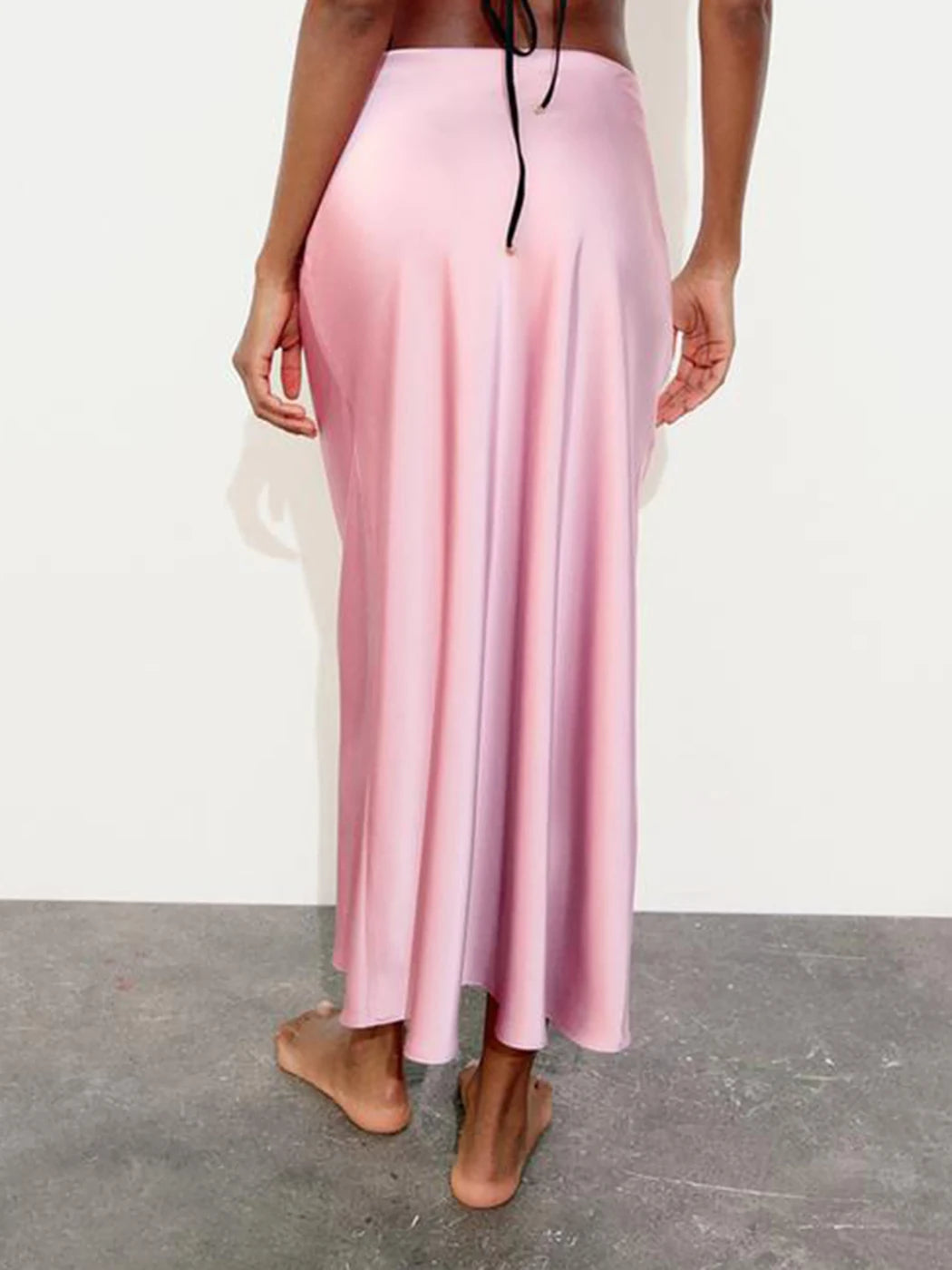 Women's Satin-Like Long Skirt - High Waist Elegant Slim Fit Skirt for Women
