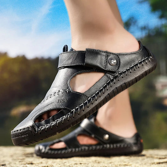 Classic Roman Sandals for Men in Faux Leather