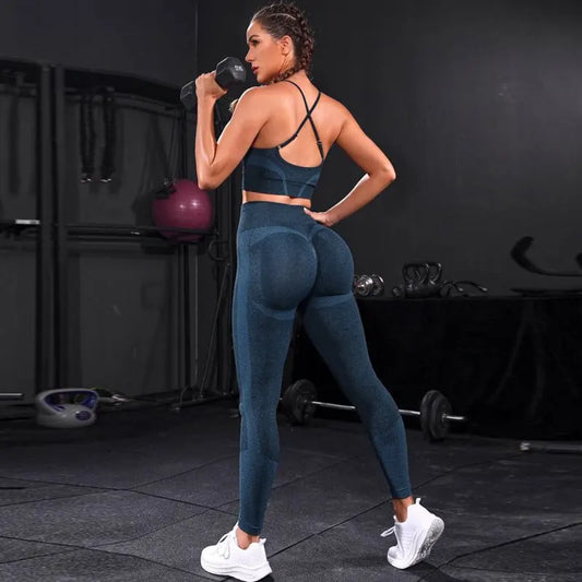 Women's Seamless Bra and Leggings Set – 2-Piece Fitness & Lounge Activewear for Women