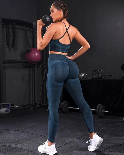Women's Seamless Bra and Leggings Set – 2-Piece Fitness & Lounge Activewear for Women