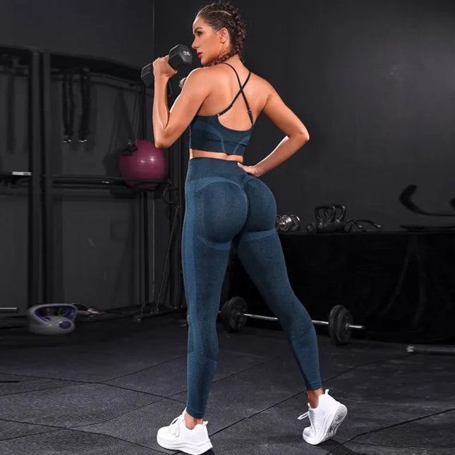 Women's Seamless Bra and Leggings Set – 2-Piece Fitness & Lounge Activewear for Women