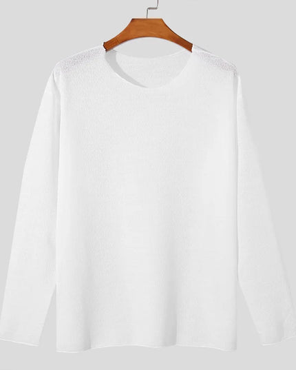 Men's Casual O-Neck Long Sleeve Breathable Sweater