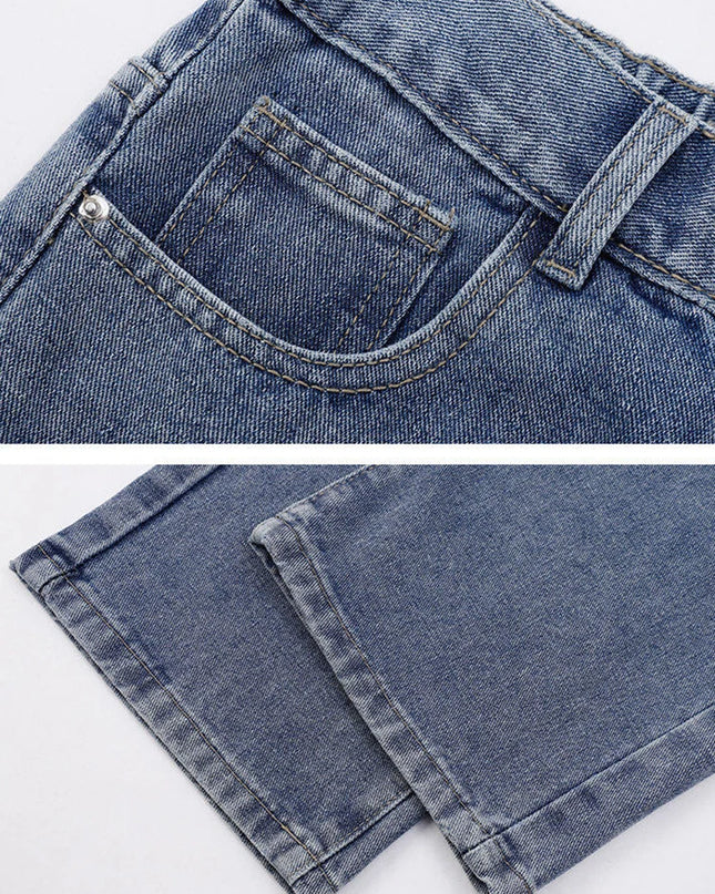 Korean style Men's Classic Wide-Leg Straight Denim Jeans