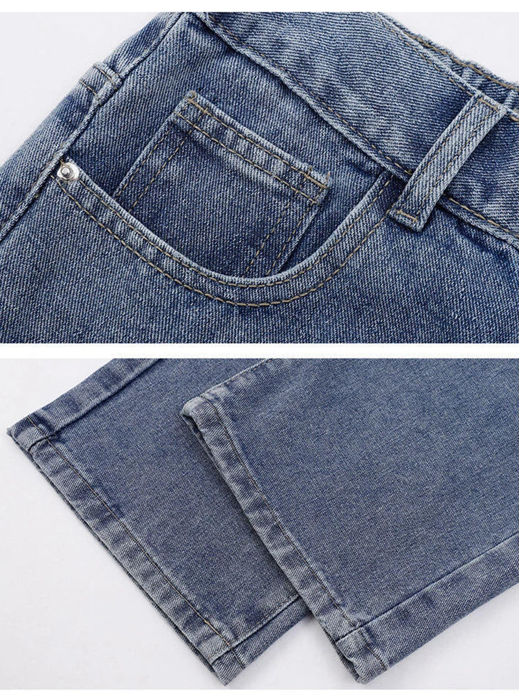 Korean style Men's Classic Wide-Leg Straight Denim Jeans